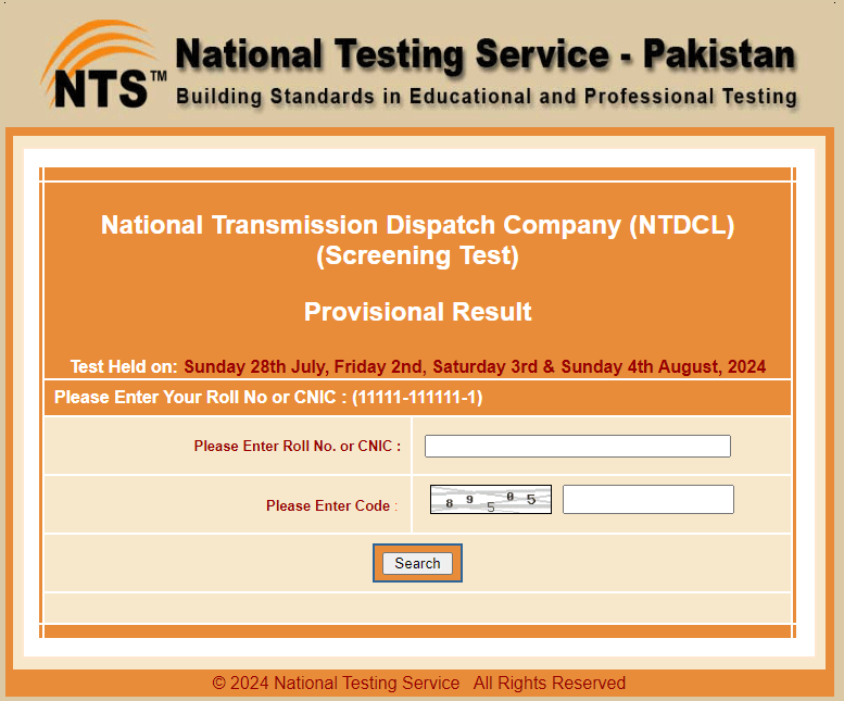 NTDC Written Test Result 2024 