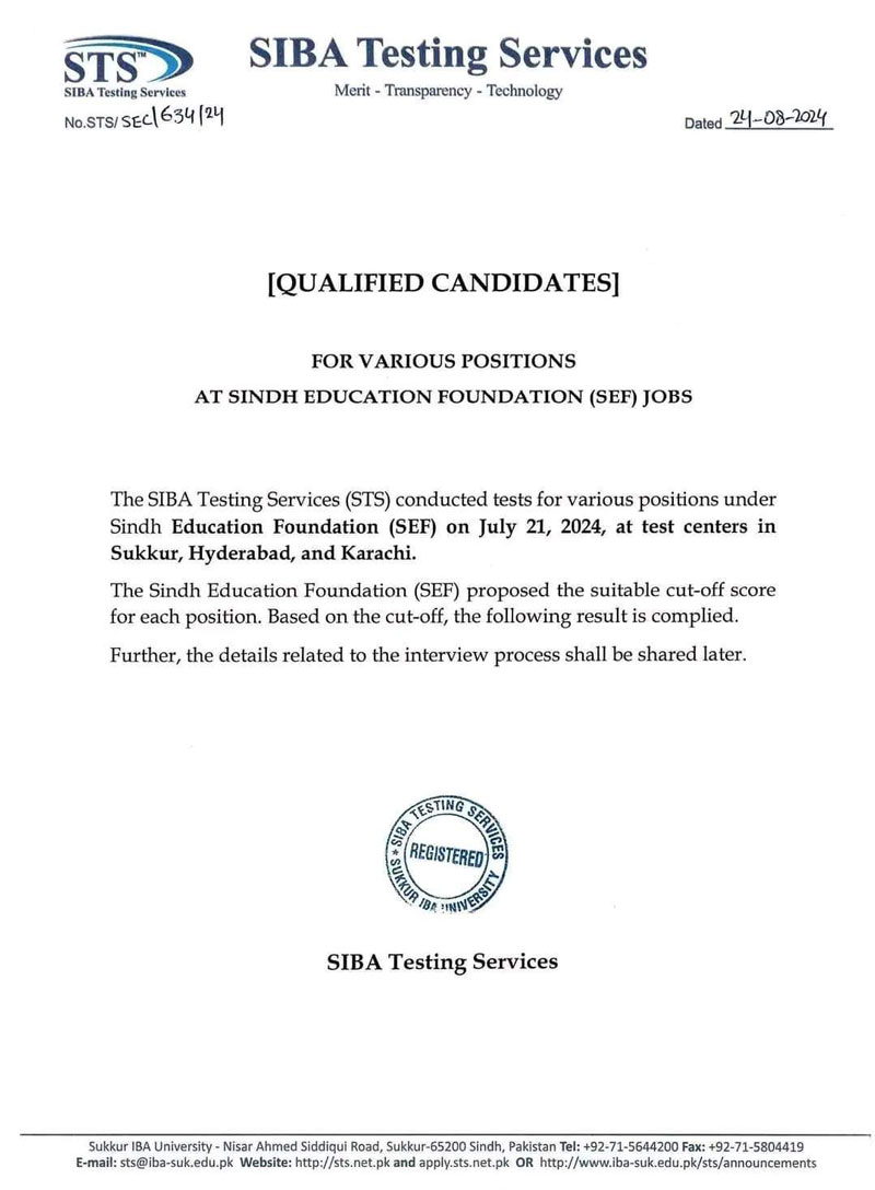 SEF Test Result 2024 SIBA Testing Services